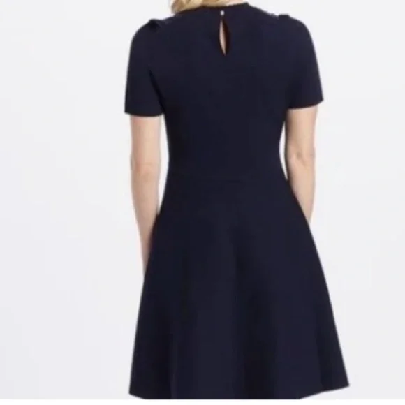 Draper James Ruffle Sheer Yoke Viscose A Line Sweater Dress Nassau Blue NWOT XS - Picture 6 of 16